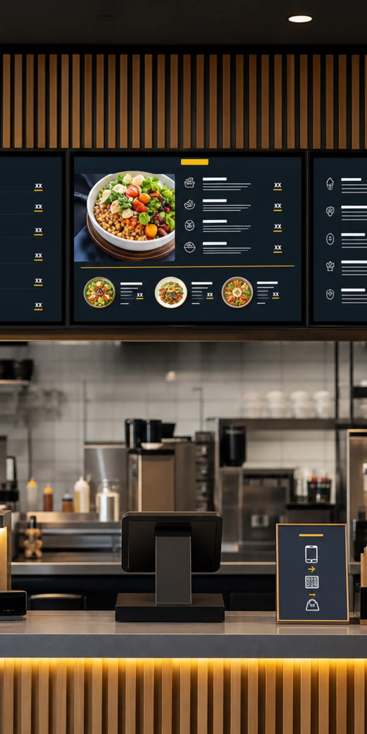 Menyskärm och digital restaurangmeny
